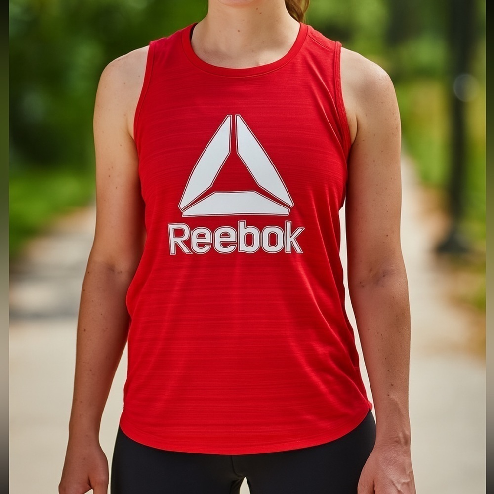 Reebok Red Graphic Tank With Mesh Panels